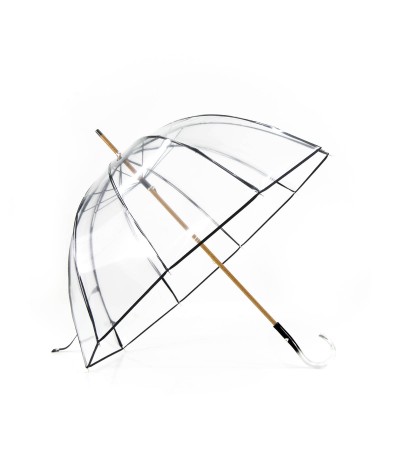 → "Transparent Bell" Umbrella - Black - Long Manual - Handcrafted in France by Maison Pierre Vaux