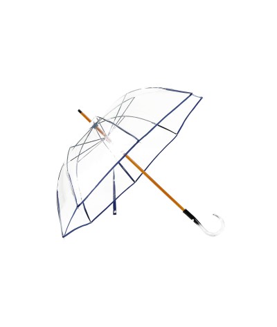 → Manual "classic transparent" umbrella - Traditional shape - Navy Blue - Handcrafted in France by Maison Pierre Vaux