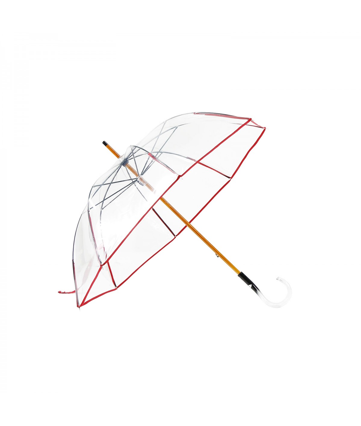 → Parapluie "Transparent Classique" - Rouge - Maison Pierre Vaux Fabricant Français
