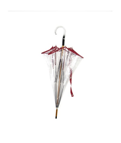 → Parapluie "Transparent Classique" - Rouge - Maison Pierre Vaux Fabricant Français