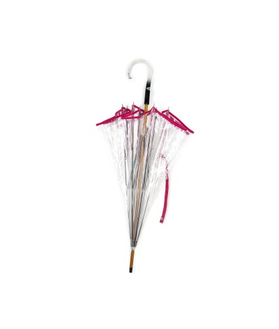 → Parapluie "Transparent Classique" - Fuchsia - Maison Pierre Vaux Fabricant Français