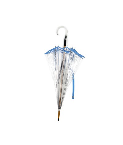 →  Manual "classic transparent" umbrella - Blue - Handcrafted in France by Maison Pierre Vaux