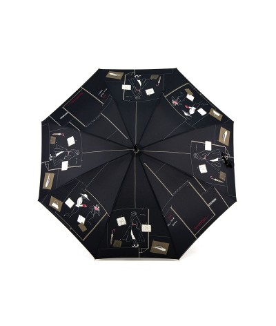 → Black "New Wave Umbrella" - Long Manual - French Umbrella Manufacturer Maison Pierre Vaux