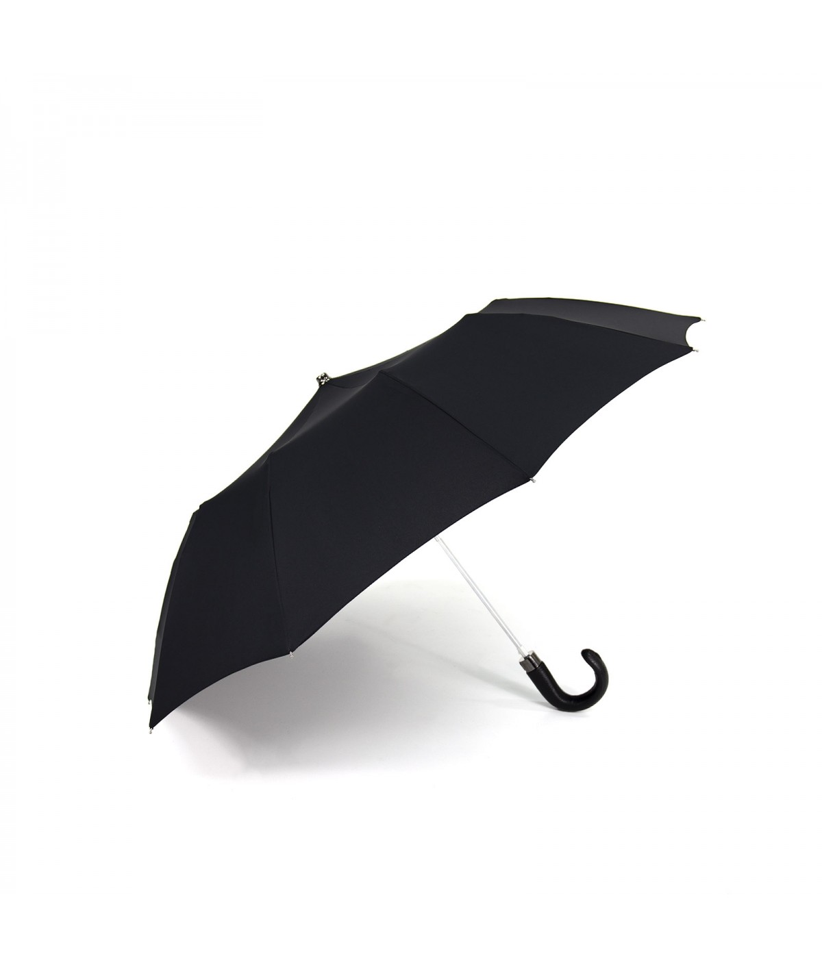→ Parapluie "Mini Cuir Automatique (10 baleines) " - Noir - Made in France