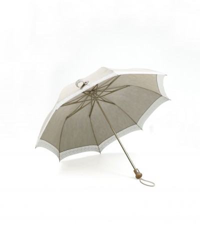 → Ombrelle "Lin et Dentelle" pliante Blanche - Made in France par le leader des fabricants d'Ombrelles
