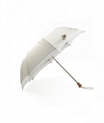 → Ombrelle "Lin et Dentelle" pliante Blanche - Made in France par le leader des fabricants d'Ombrelles