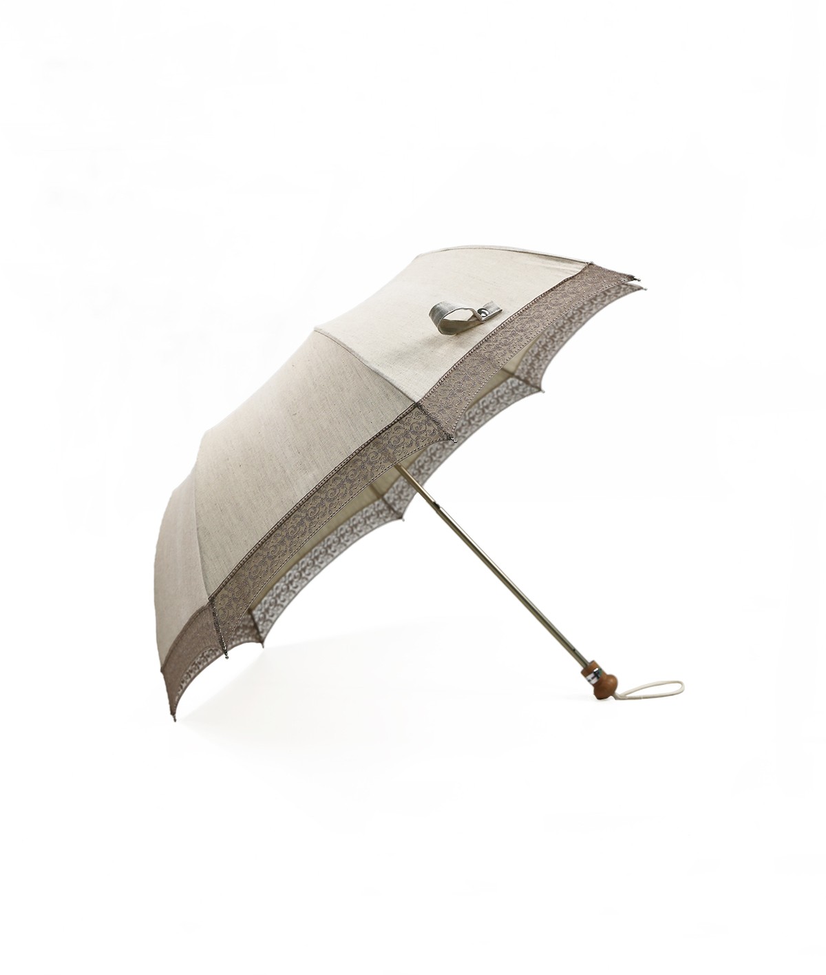 → Ombrelle "Lin et Dentelle" pliante Ocre  - Made in France par le leader des fabricants de parapluies français