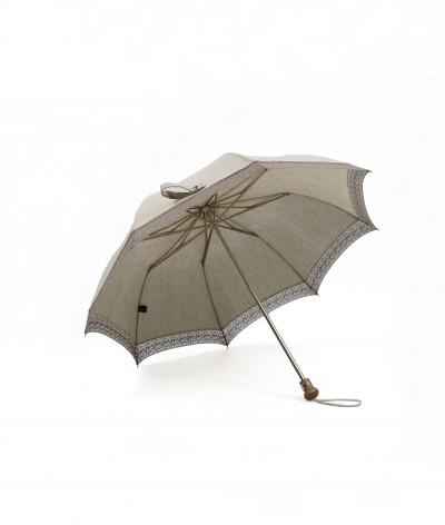→ Ombrelle "Lin et Dentelle" pliante Ocre  - Made in France par le leader des fabricants de parapluies français