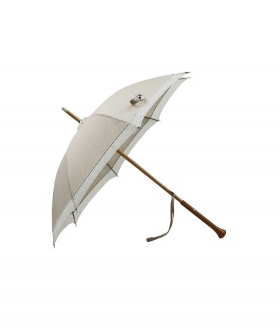 → Parasol "Linen and Lace" - White - Sun Umbrellas Handcrafted in France by the Umbrellas Manufacturer Maison Pierre Vaux