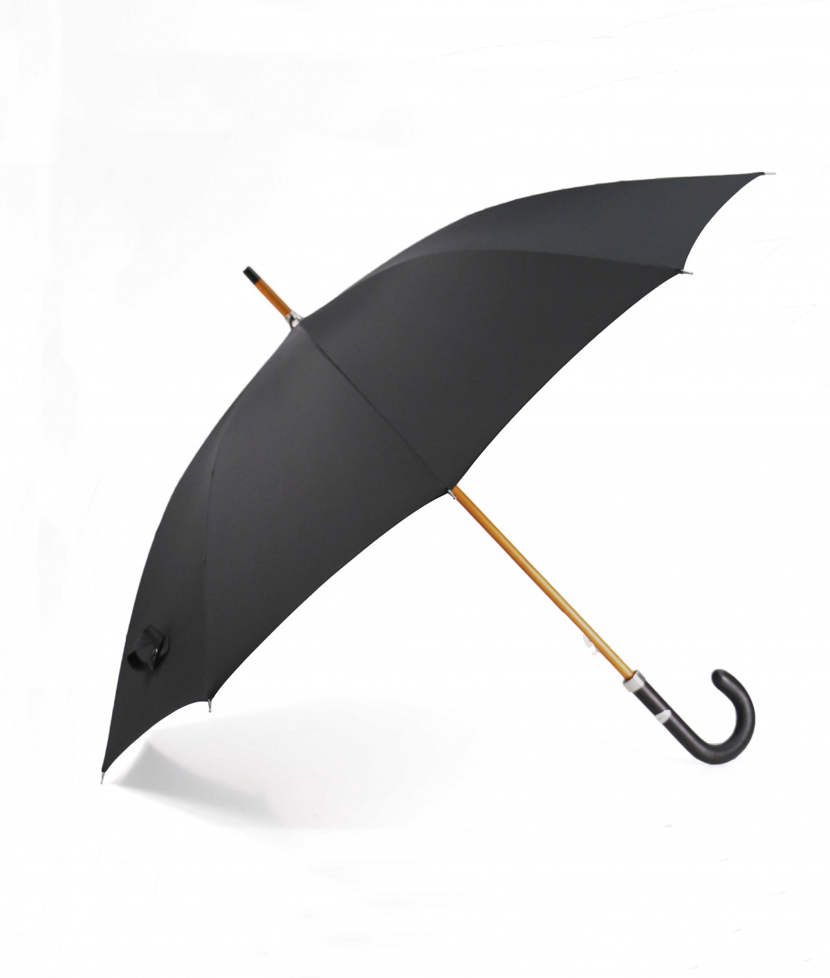 → "Chic Leather" Umbrella Black - Handcrafted by the French Umbrellas Manufacturer Maison Pierre Vaux