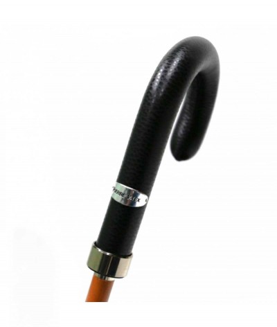→ "Chic Leather" Umbrella Black - Handcrafted by the French Umbrellas Manufacturer Maison Pierre Vaux