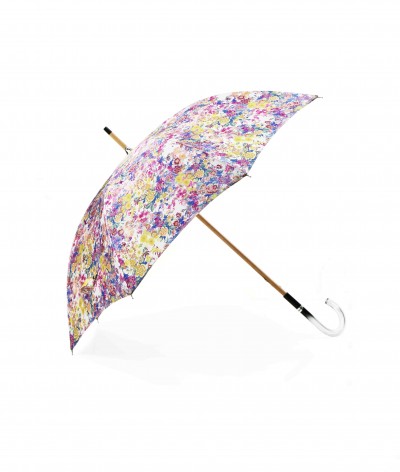 → Fancy Printed Satin Umbrella - Long Manual N°14 - Made in France by Maison Pierre Vaux French Umbrella Manufacturer