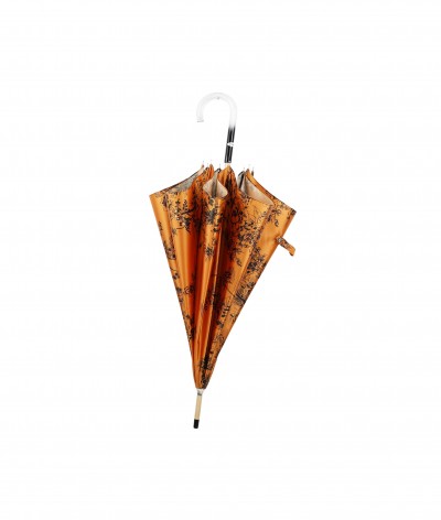 → Fancy Printed Satin Umbrella - Long Manual N°10 - Made in France by Maison Pierre Vaux French Umbrella Manufacturer