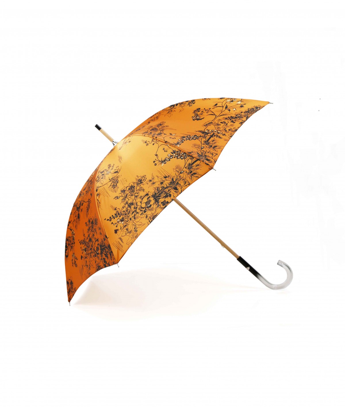 → Fancy Printed Satin Umbrella - Long Manual N°10 - Made in France by Maison Pierre Vaux French Umbrella Manufacturer