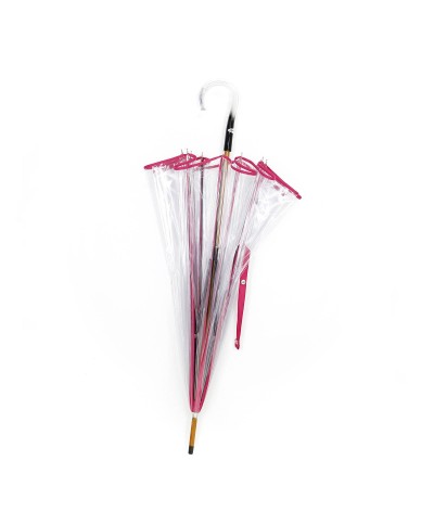 → Parapluie Cloche Transparent - Fuschia - Fabrication Française