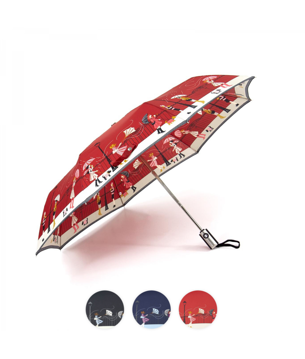→ Parapluie "Tempête Pliant" - Rouge -  Parapluie Solide et Résistant