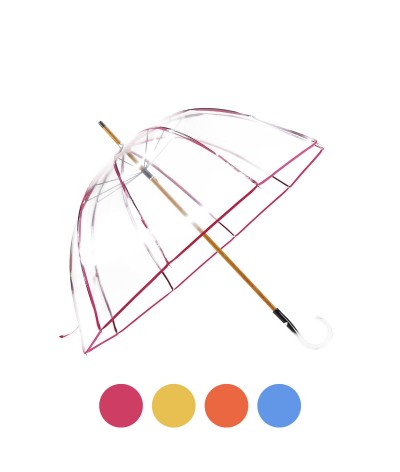 → Parapluie Cloche Transparent - Fuschia - Fabrication Française