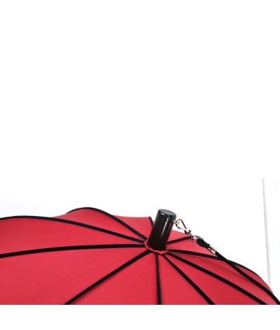 → Parapluie "Casquette" à Forme originale de visière - Rouge et gansé noir Toile 100 % Polyester - Made in France