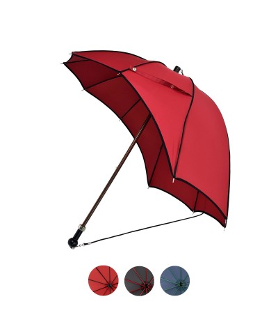 → Parapluie "Casquette" à Forme originale de visière - Rouge et gansé noir Toile 100 % Polyester - Made in France